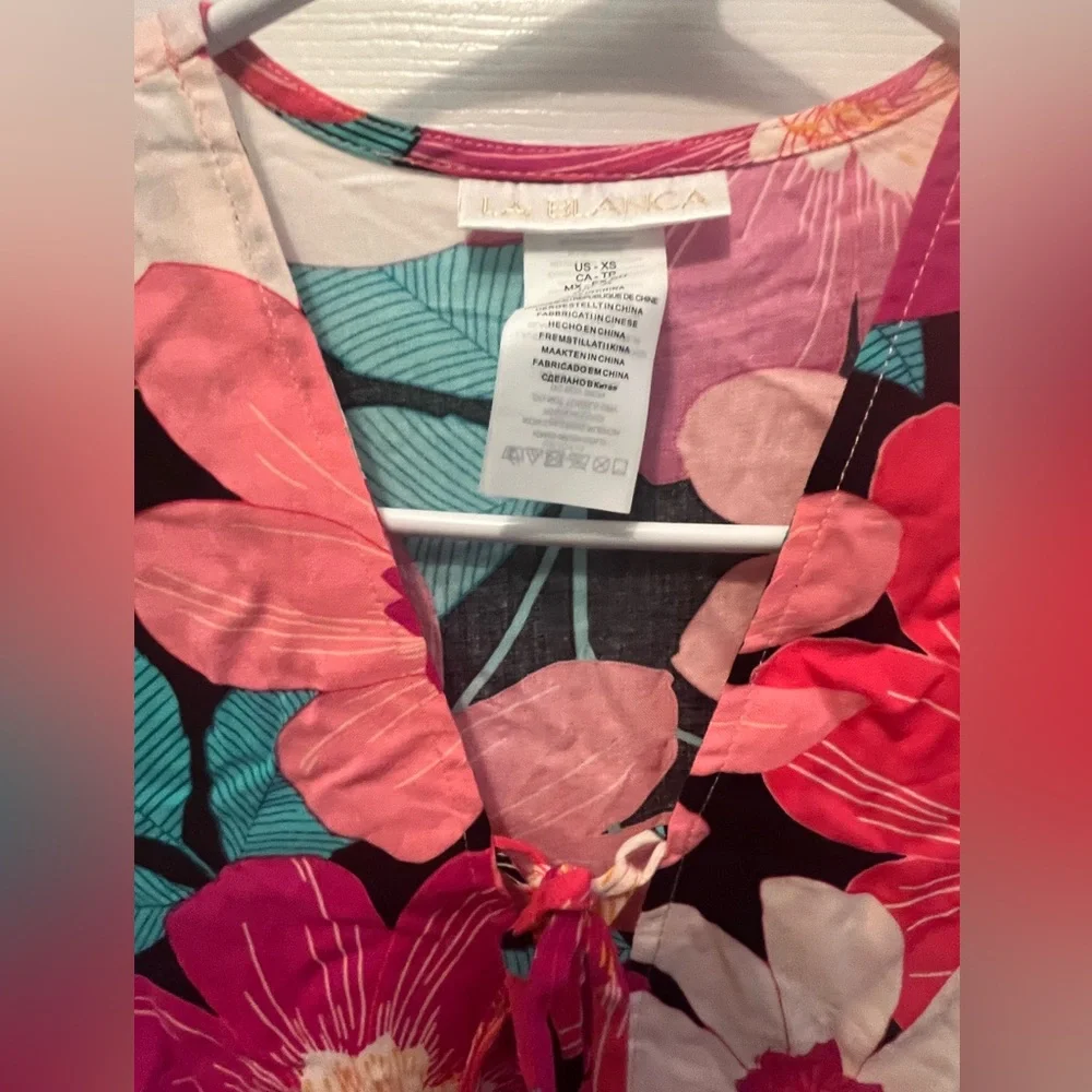 NWT La Blanca in full Bloom Lace-up Tunic Pockets Beach Cover All Size XS
